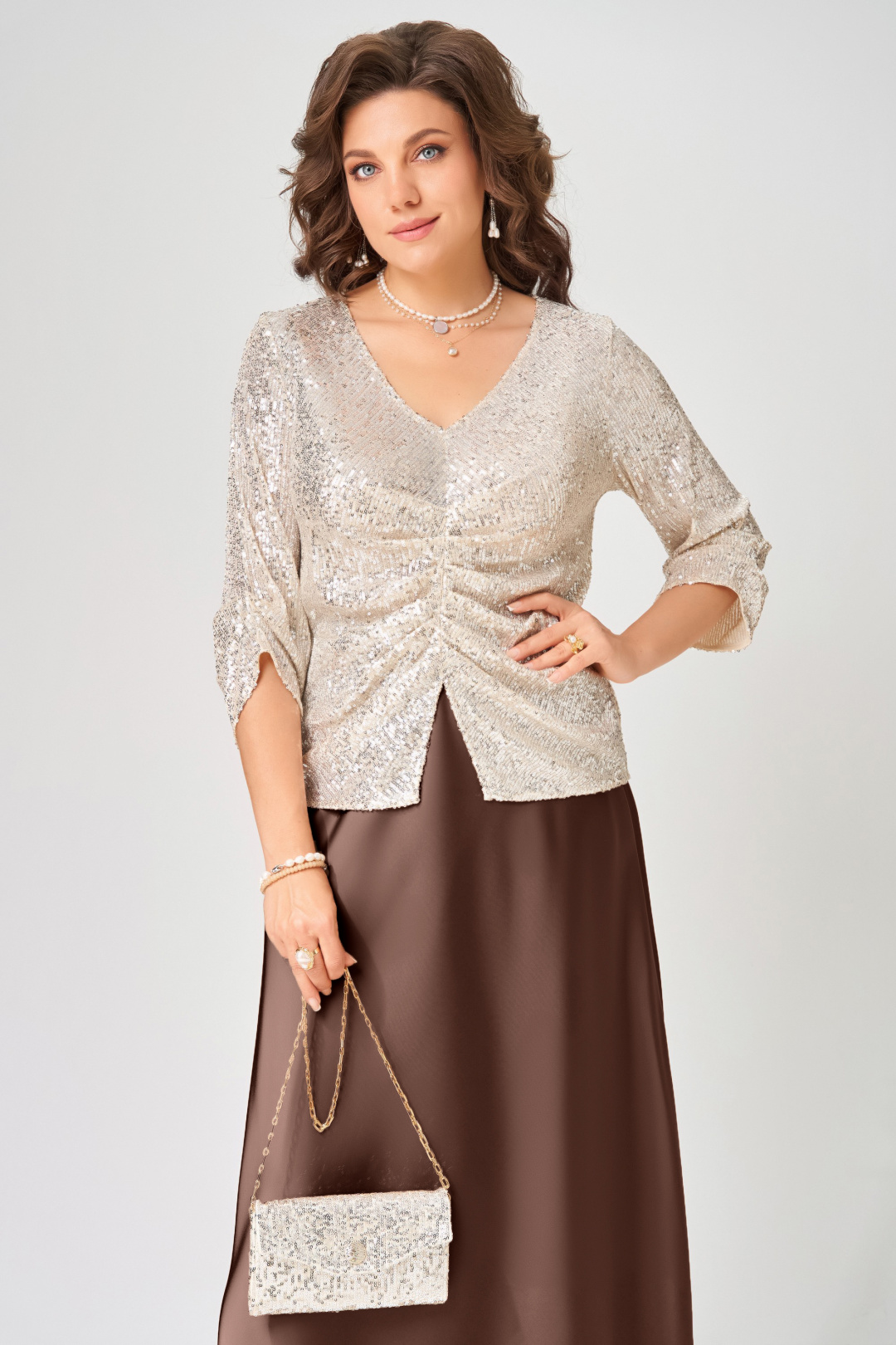 Костюм FITA 4153 шоколадно-бежевый - фото 4