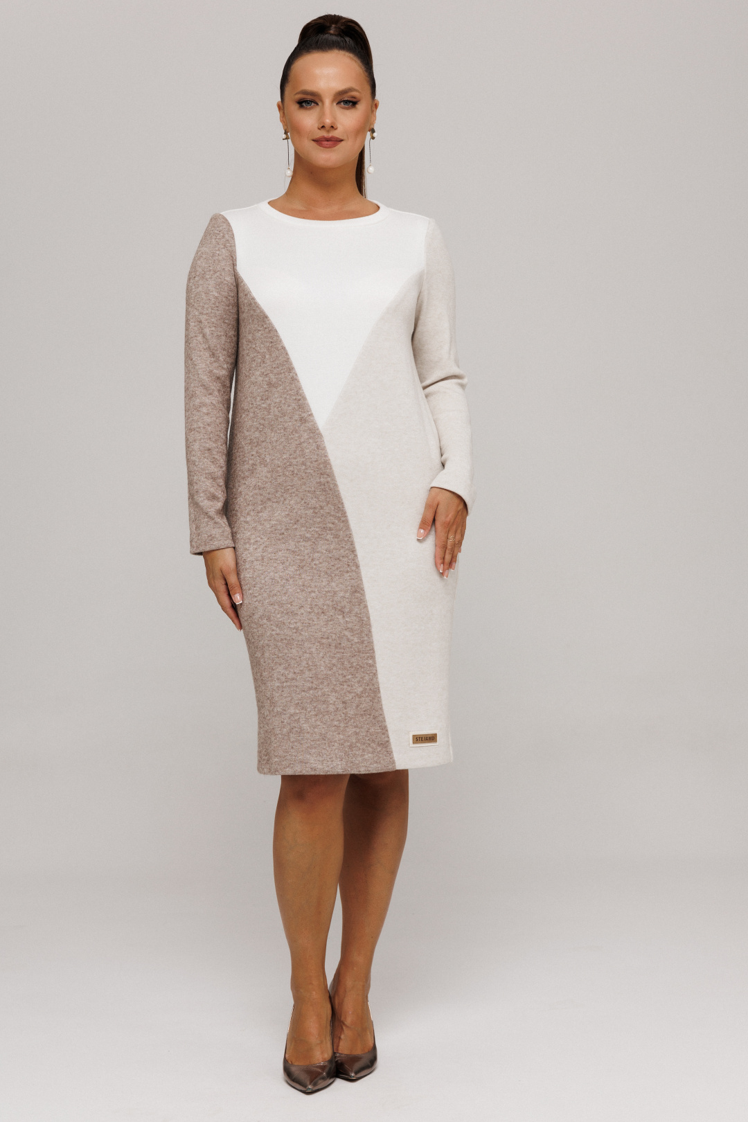 Платье Галеан Cтиль 807-1 коричневый + бежевый - фото 1