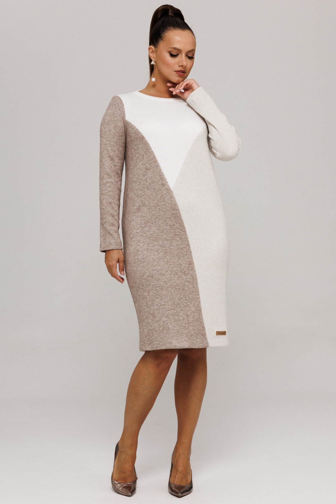 Платье Галеан Cтиль 807-1 коричневый + бежевый - фото 2