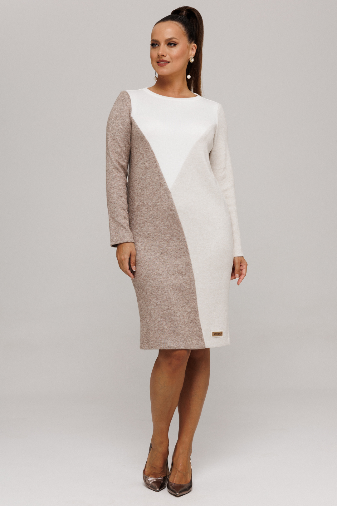 Платье Галеан Cтиль 807-1 коричневый + бежевый - фото 3