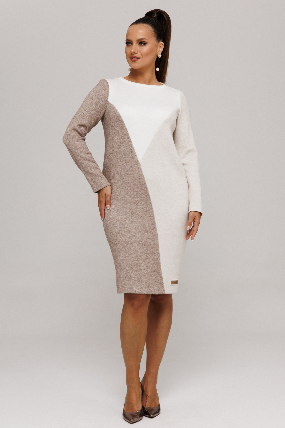 Платье Галеан Cтиль 807-1 коричневый + бежевый - фото 4
