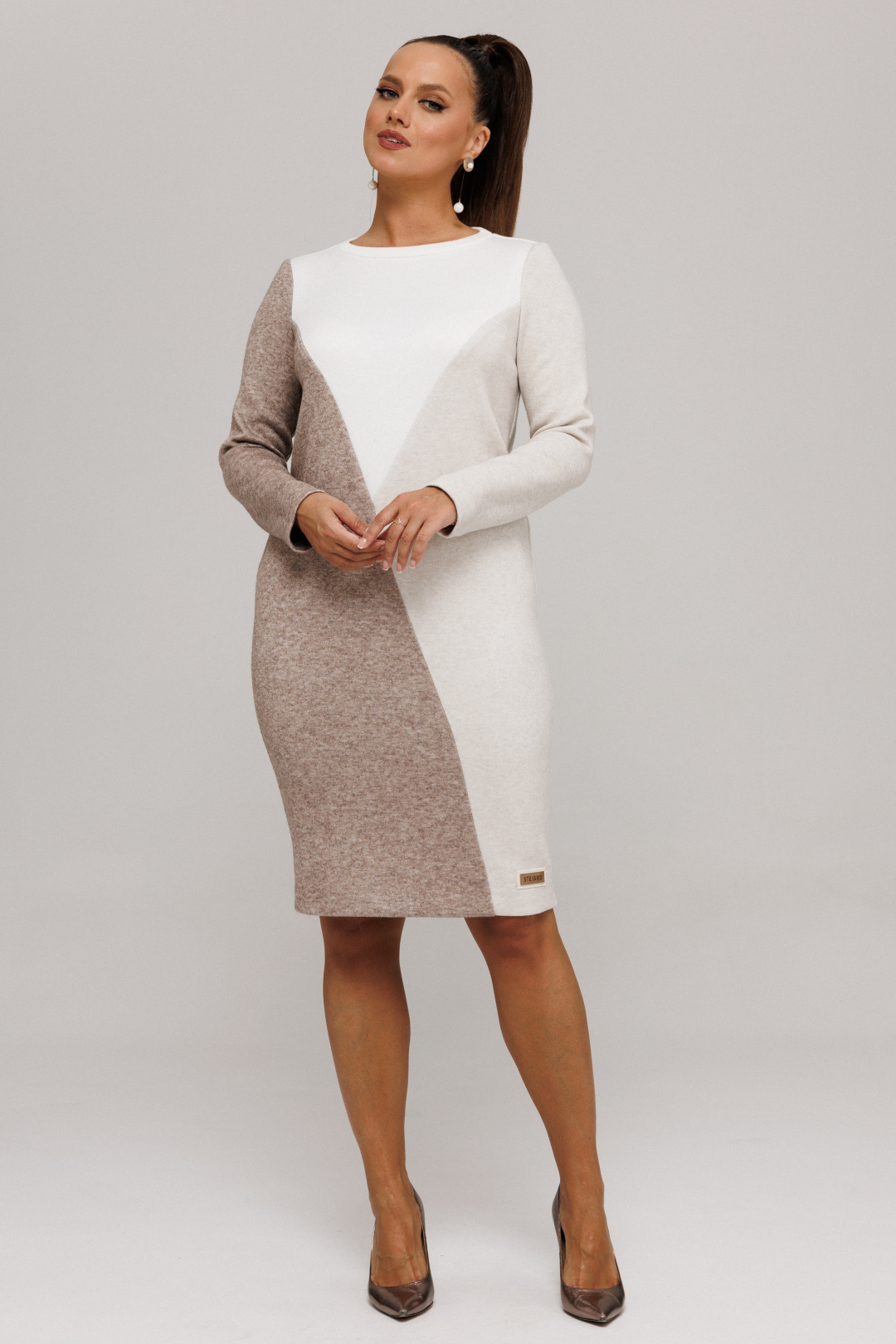 Платье Галеан Cтиль 807-1 коричневый + бежевый - фото 6
