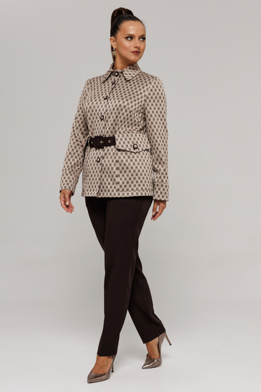 Костюм Галеан Cтиль 827-1 бежевый + коричневый - фото 4