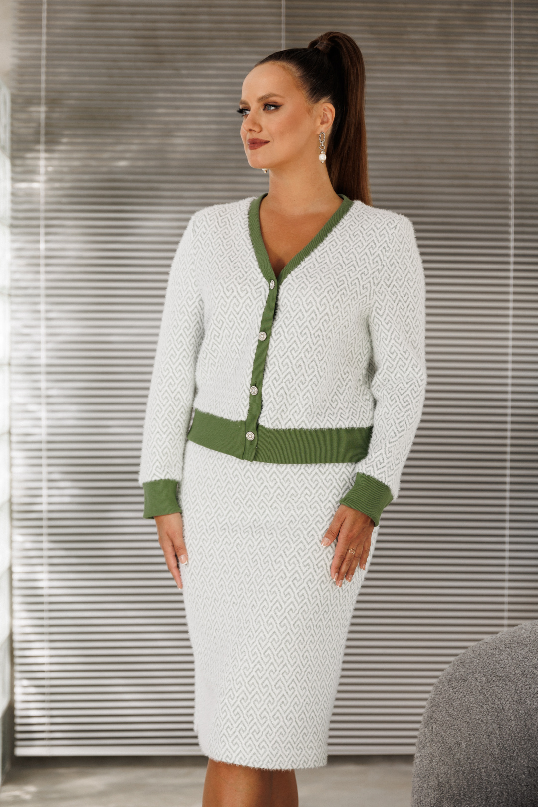 Костюм Галеан Cтиль 903-1 зеленый орнамент - фото 5