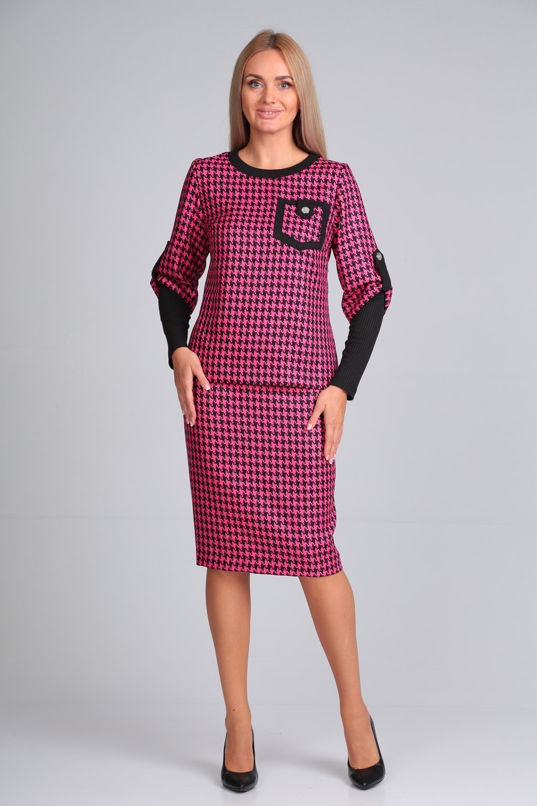 Костюм Gamma & Gracia 426 розовый черная клетка - фото 1