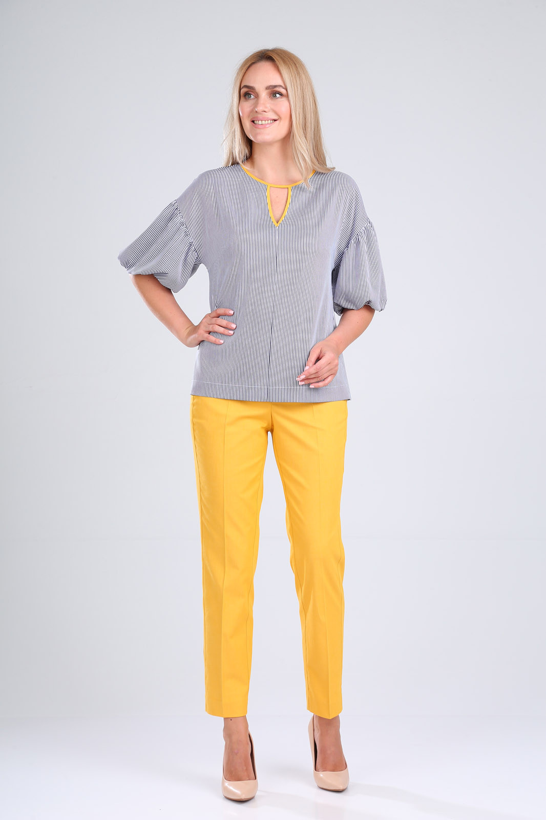 Костюм Gamma & Gracia 474 медовый белый синяя полоса - фото 1