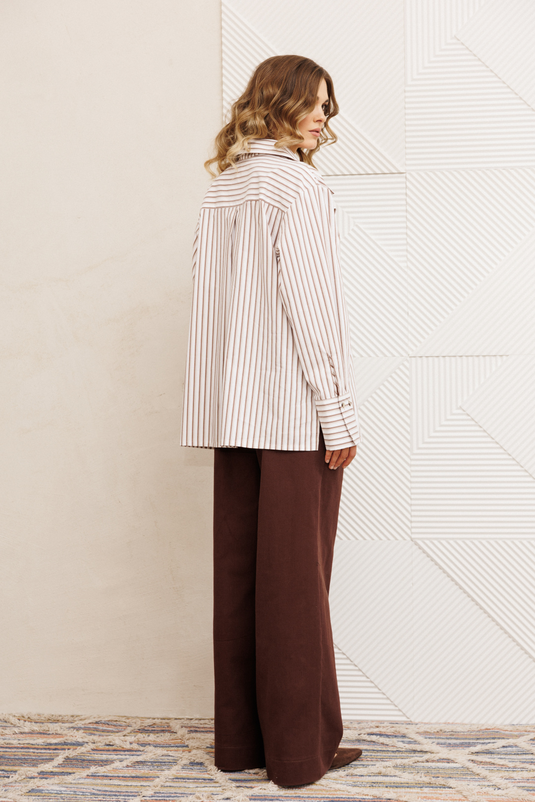 Рубашка GIZART 15443 бело-коричневый