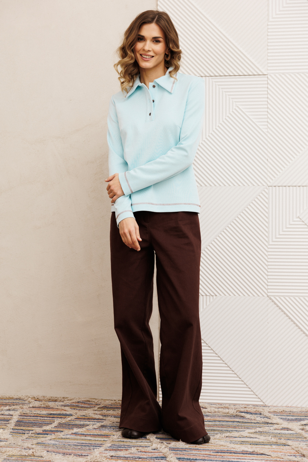 Костюм GIZART 5415 голубой + шоколадный джинс - фото 1