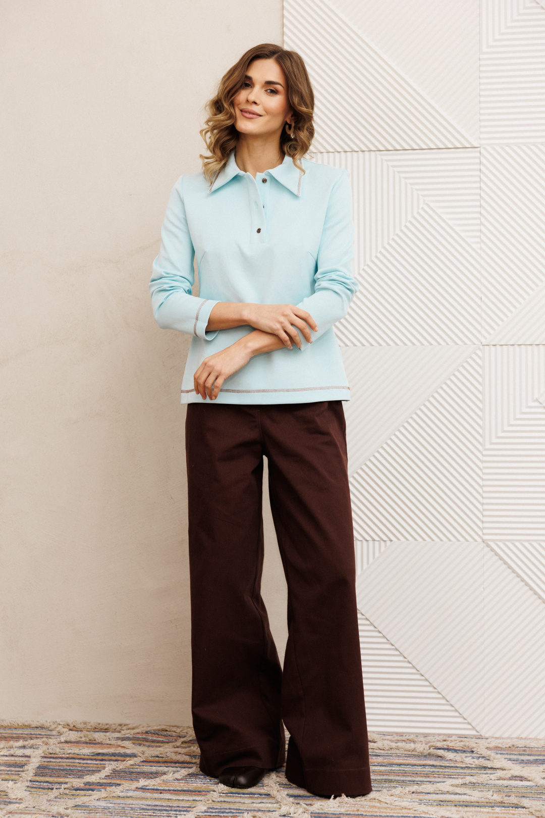 Костюм GIZART 5415 голубой + шоколадный джинс - фото 3