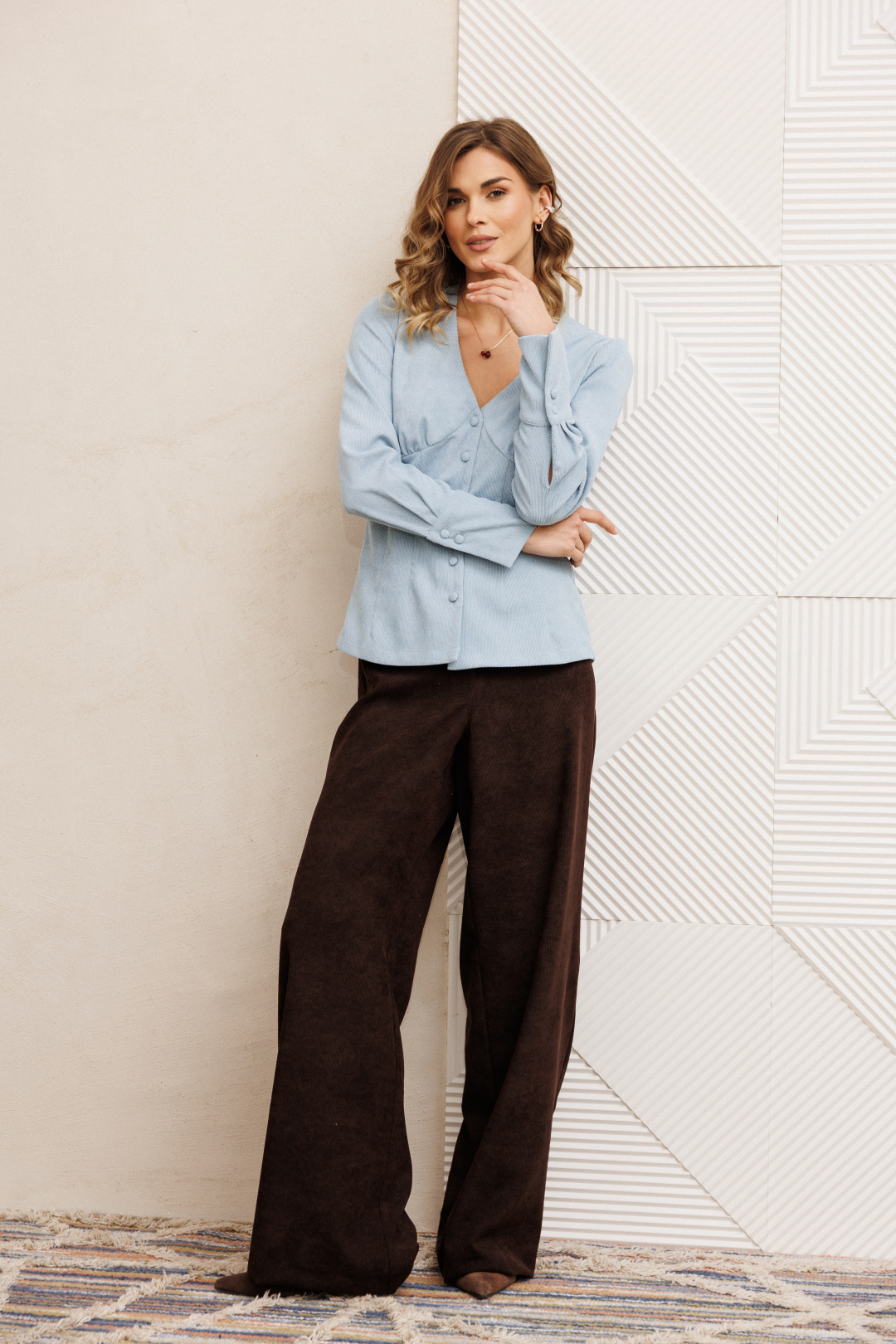 Костюм GIZART 5421 шоколадно-голубой - фото 2