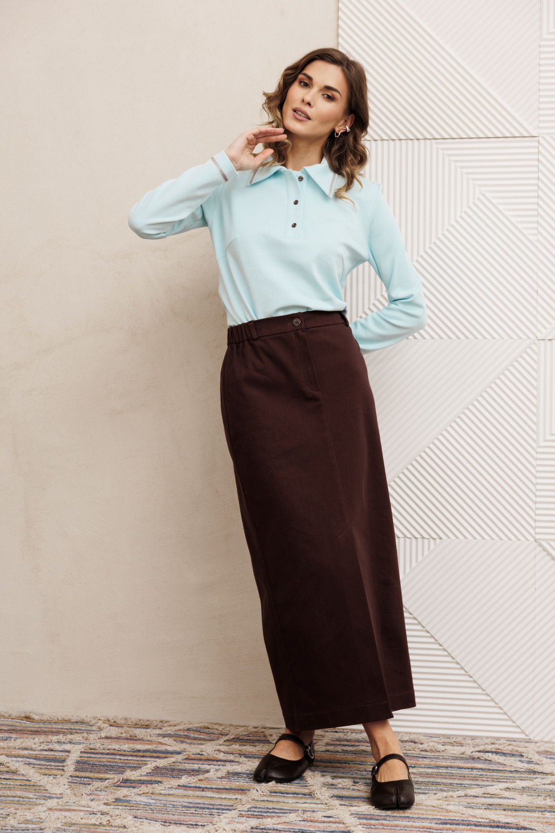 Костюм GIZART 5425 голубой + шоколадный джинс