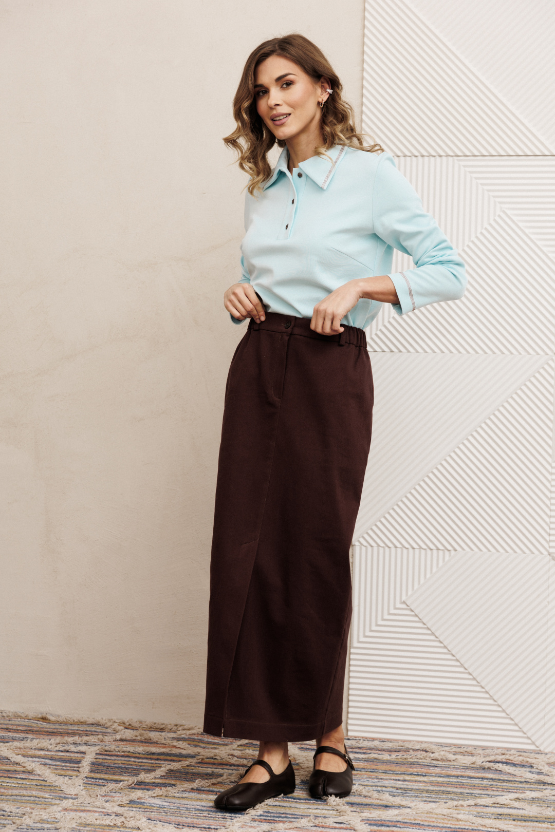 Костюм GIZART 5425 голубой + шоколадный джинс