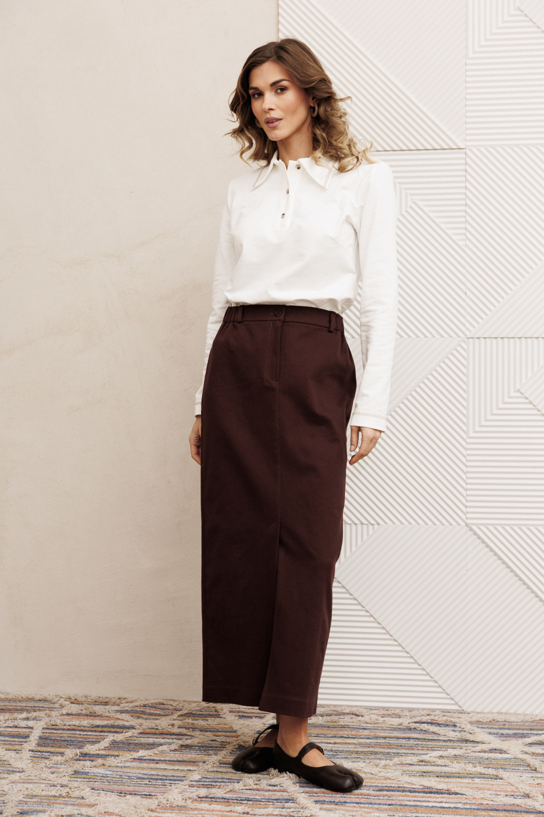 Костюм GIZART 5425 молочный + шоколадный джинс - фото 2