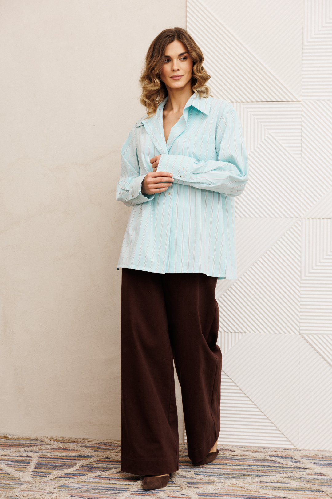 Костюм GIZART 5443 голубой + шоколад джинс - фото 4