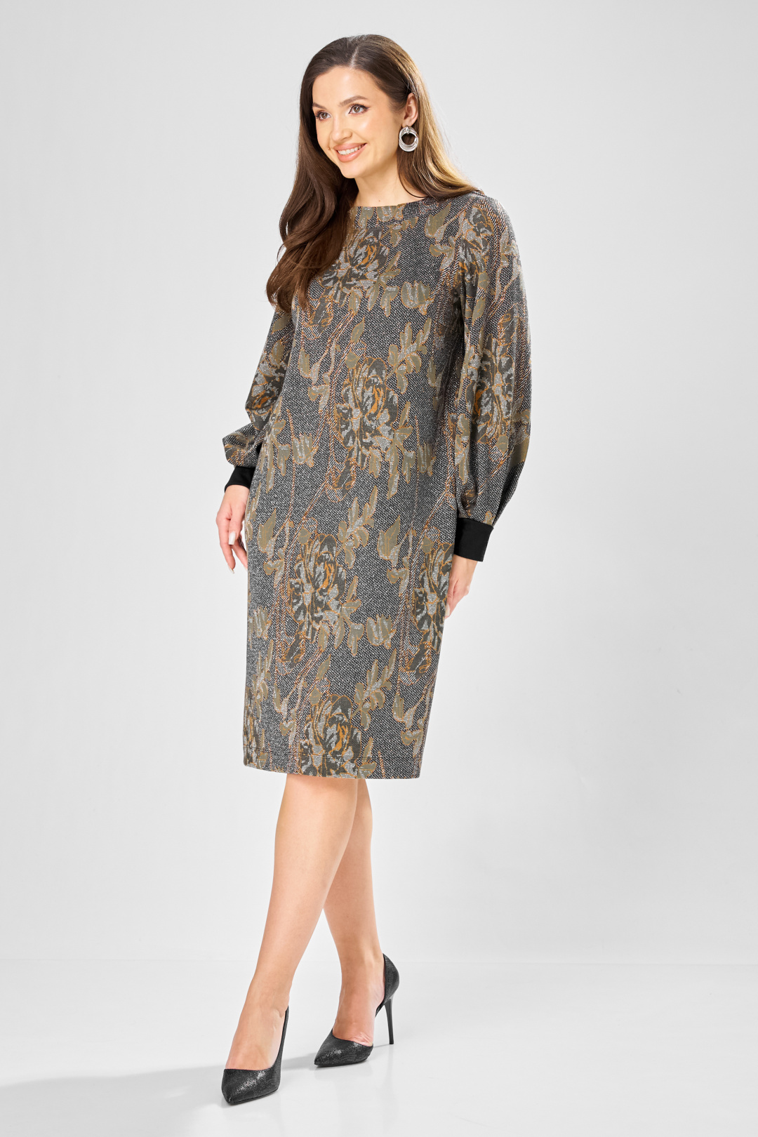 Платье GIZART 7385-1 серо-оливковый - фото 3