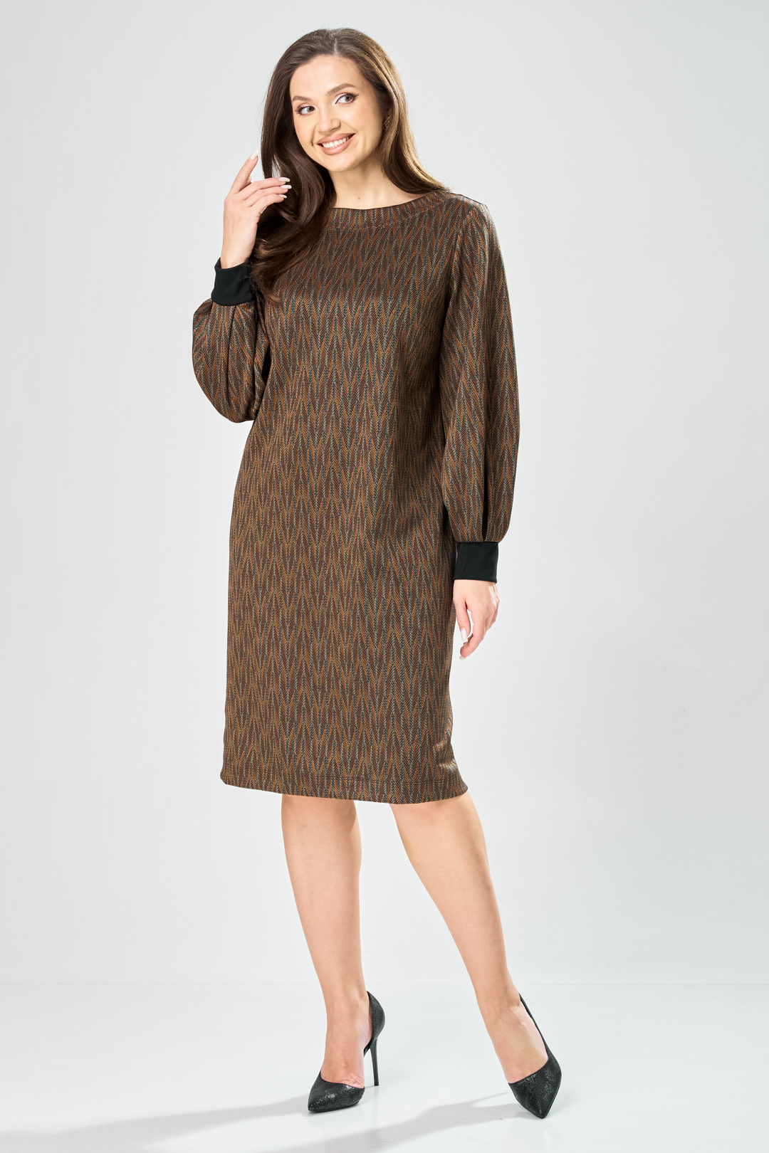 Платье GIZART 7385-1 зелено-рыжий - фото 1