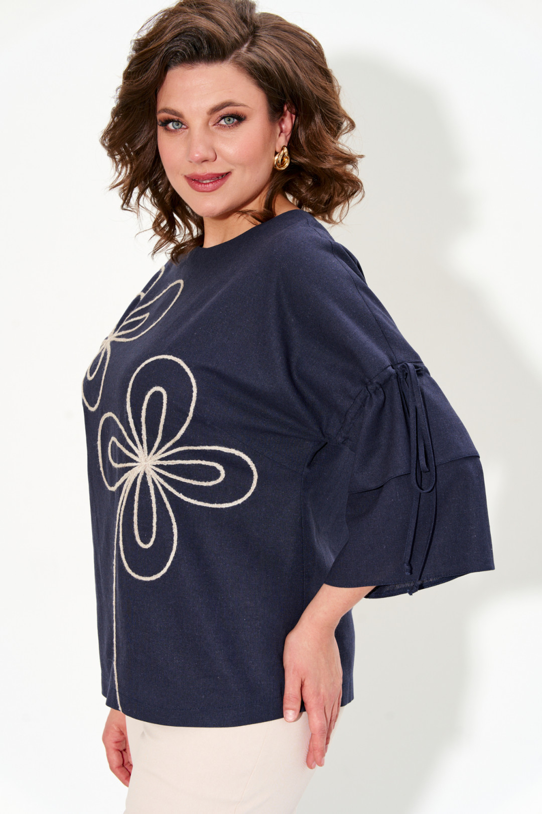 Костюм Ива 1003 сине-бежевый - фото 4