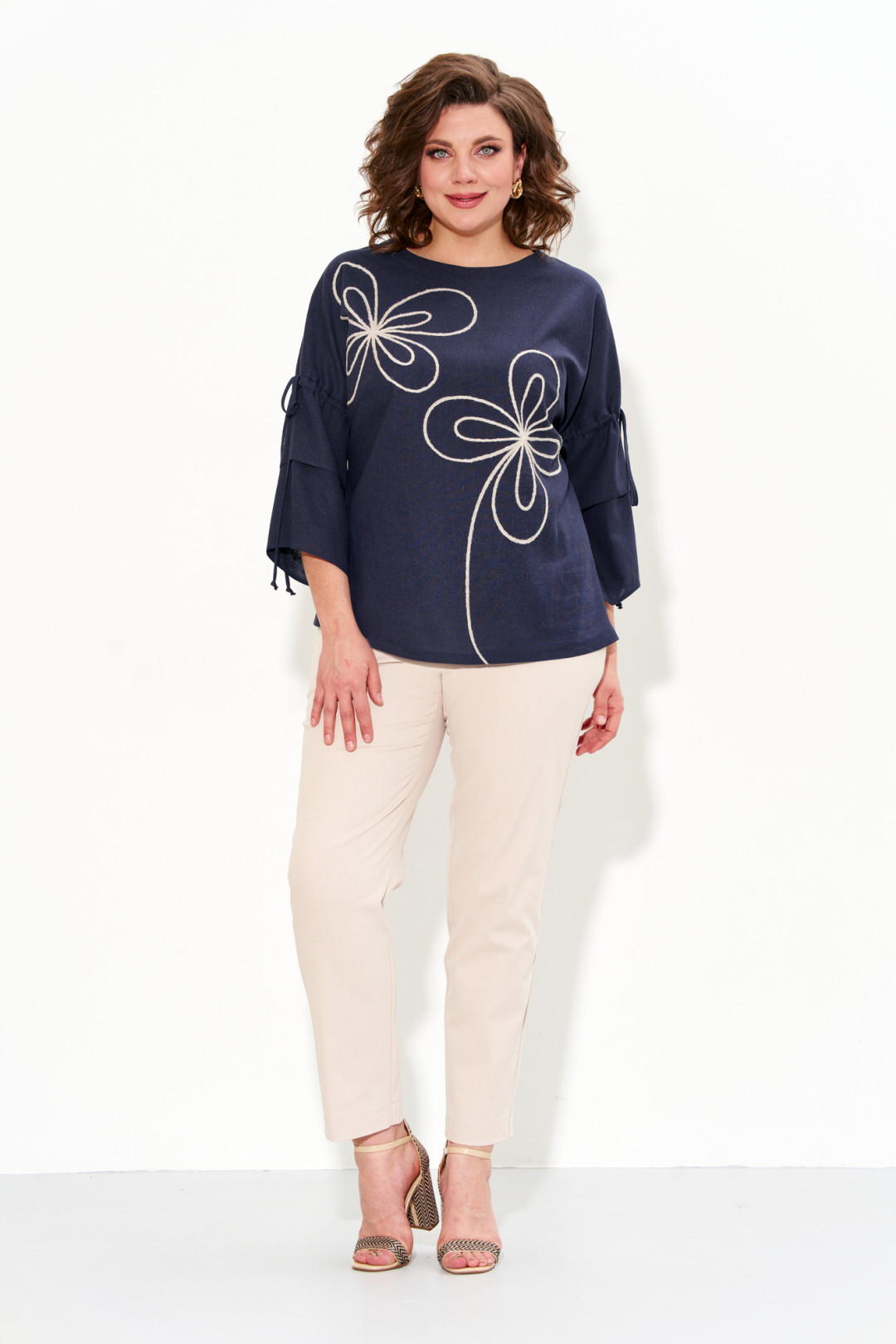 Костюм Ива 1003 сине-бежевый - фото 5