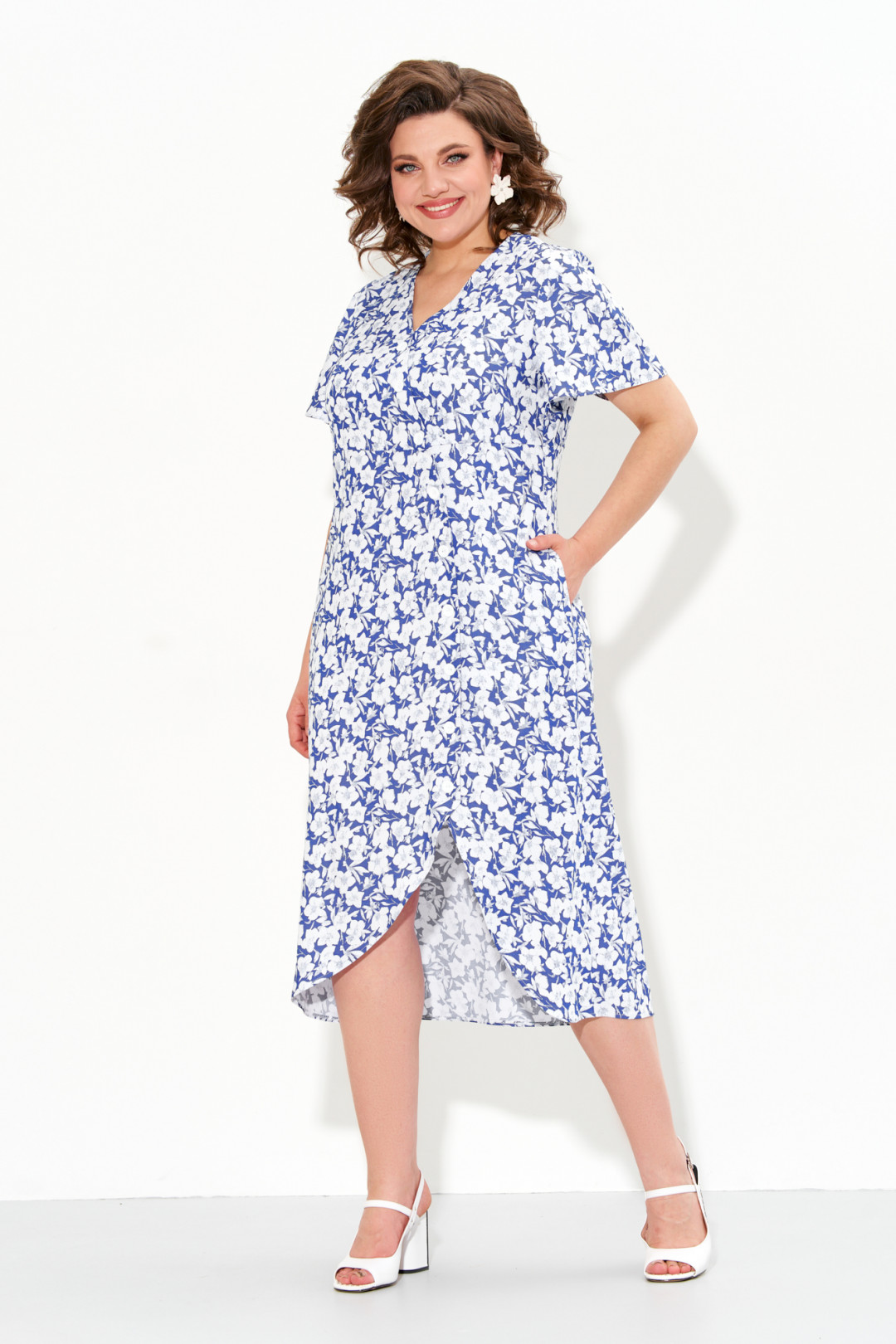 Платье Ива 1300 сине-белый - фото 1