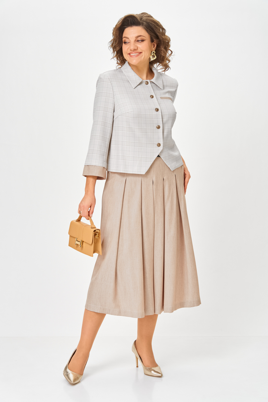 Костюм Карина Делюкс 1418 серо-бежевый - фото 1