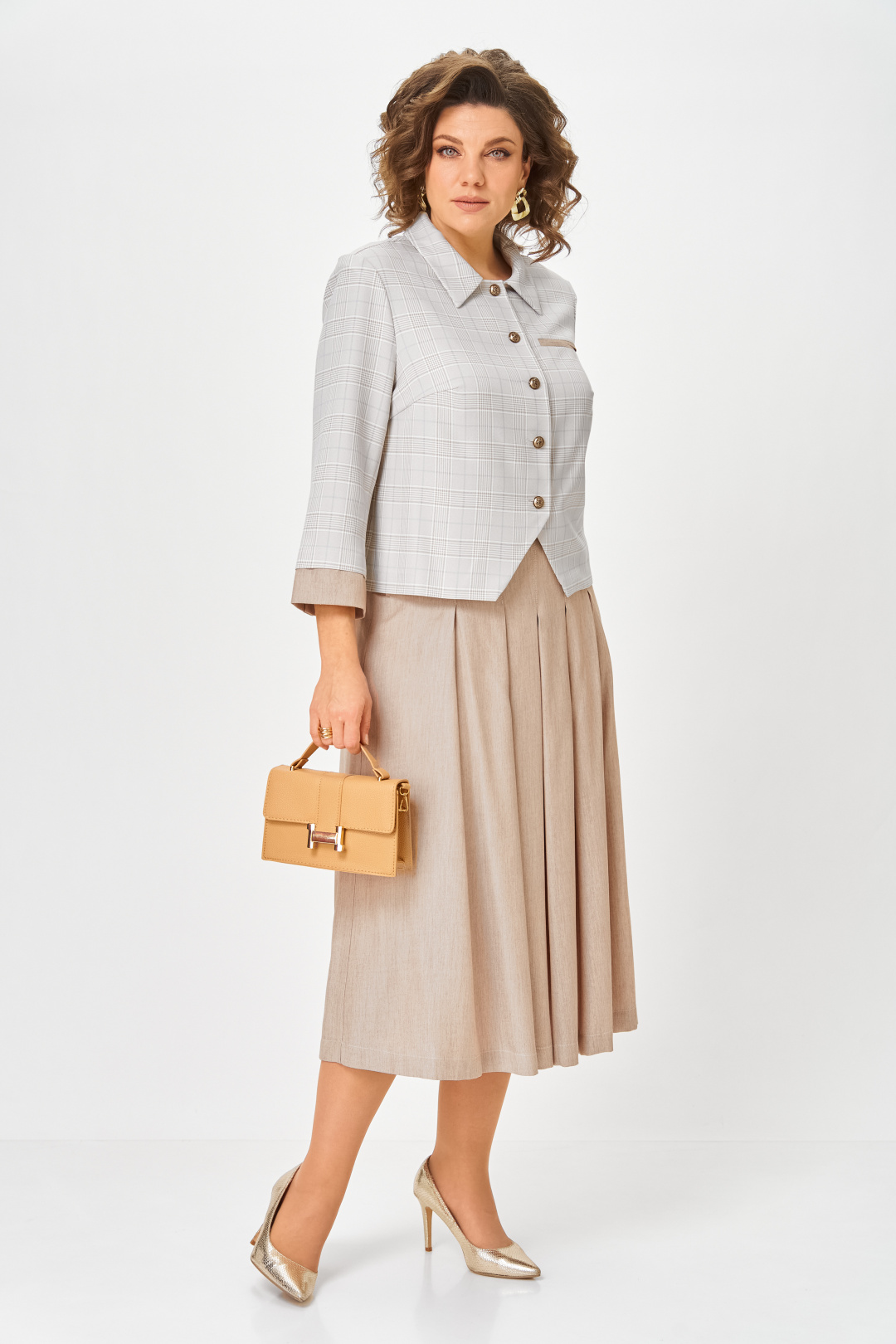 Костюм Карина Делюкс 1418 серо-бежевый - фото 2