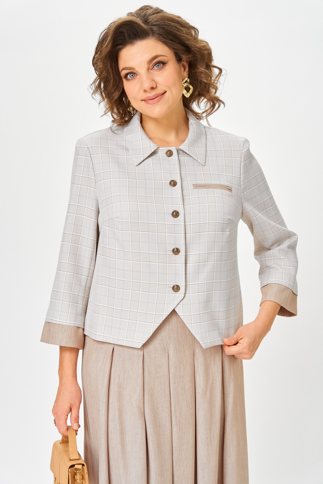 Костюм Карина Делюкс 1418 серо-бежевый - фото 3