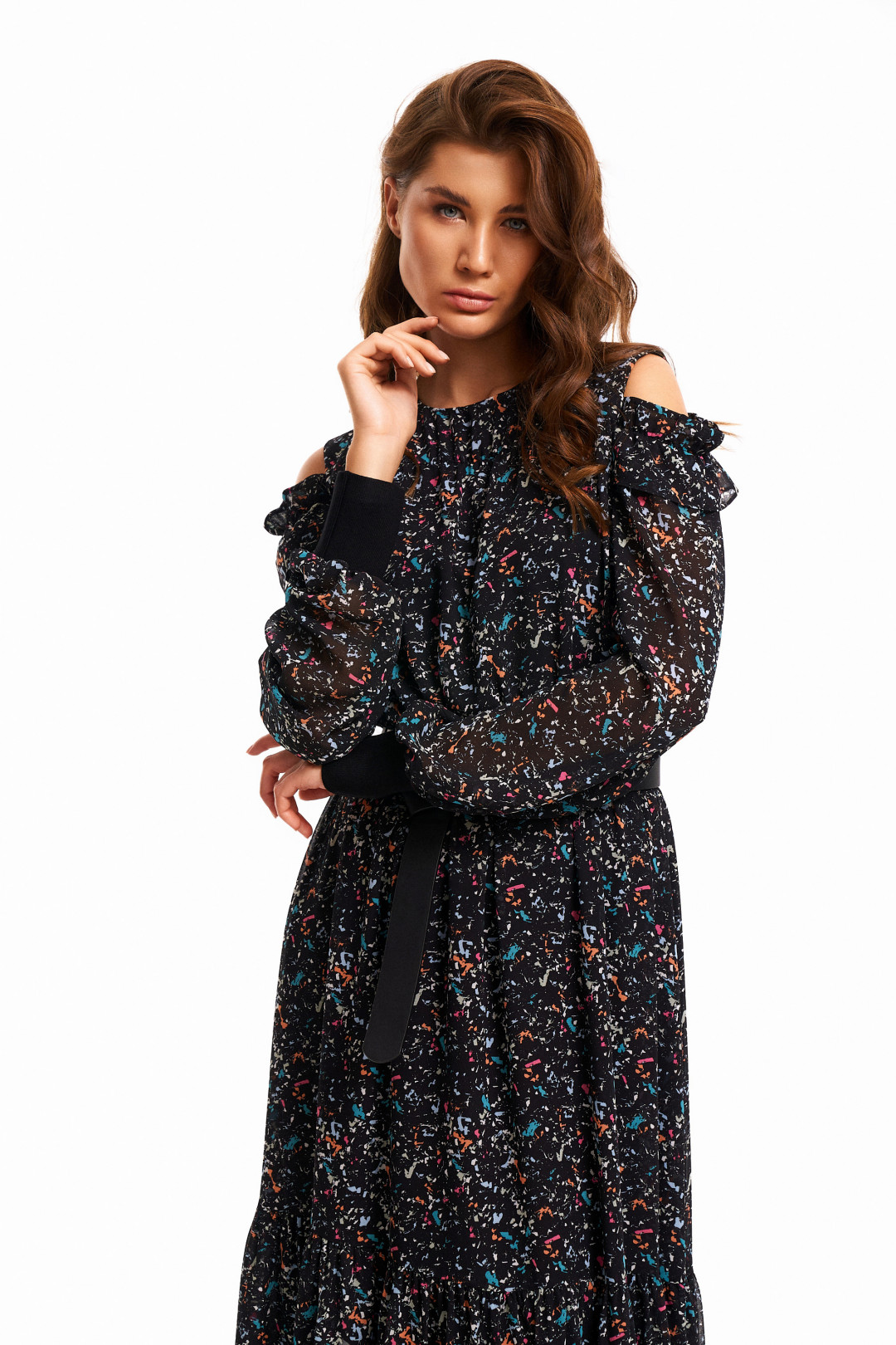 Платье KaVari 1067 черный принт - фото 2