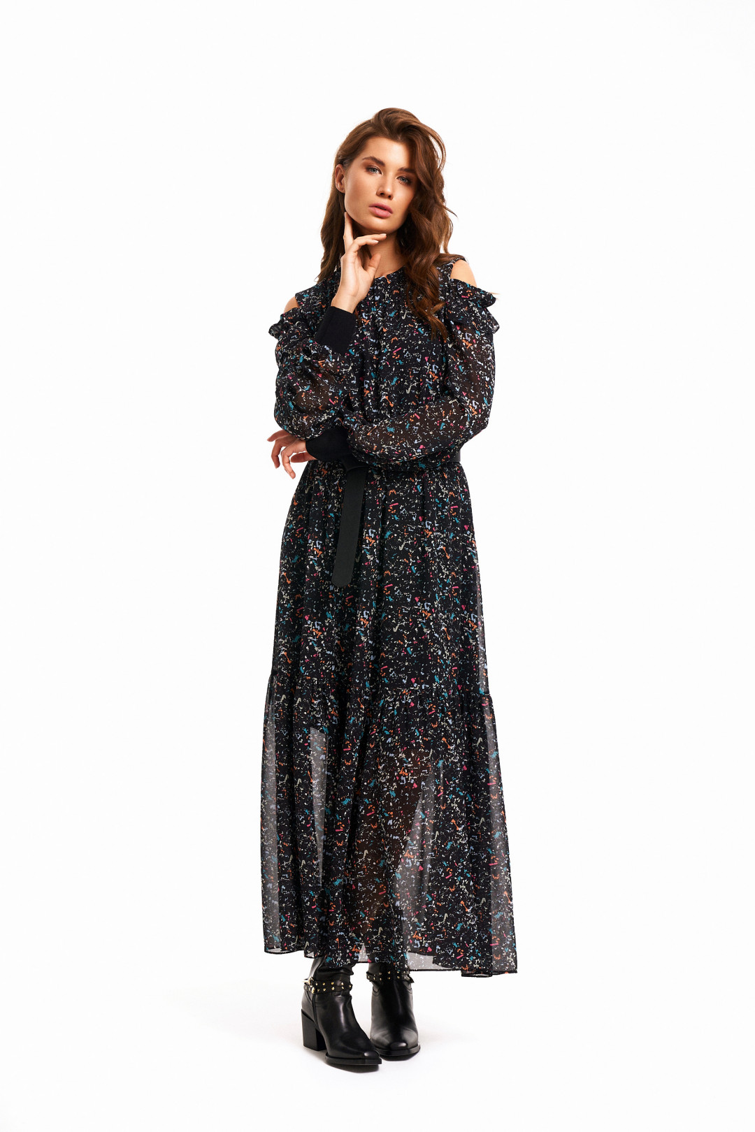 Платье KaVari 1067 черный принт - фото 3