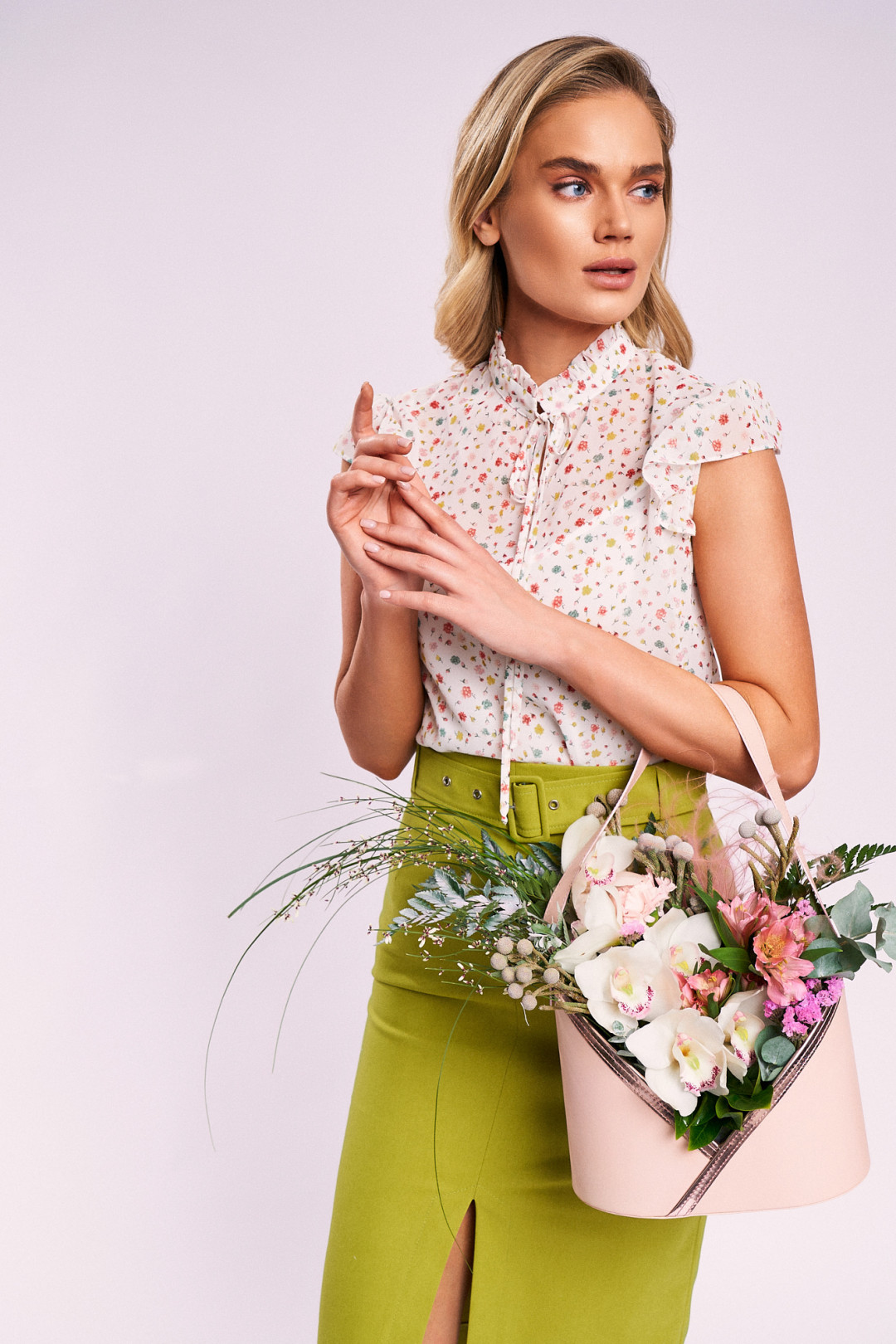 Блузка KaVari 4006 молочный принт яркие цветы - фото 3