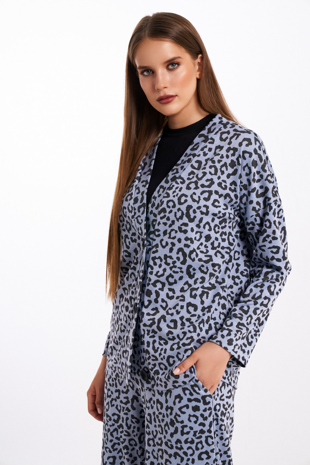 Костюм KaVari 8011.1 голубой принт леопард - фото 4