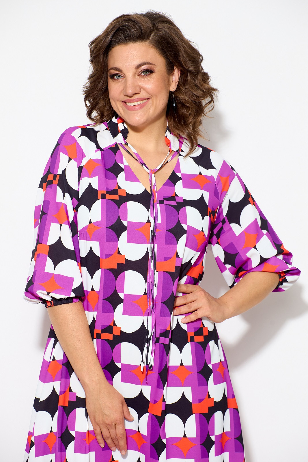 Платье Кокетка и К 1049-1 фиолетовый+белый - фото 5