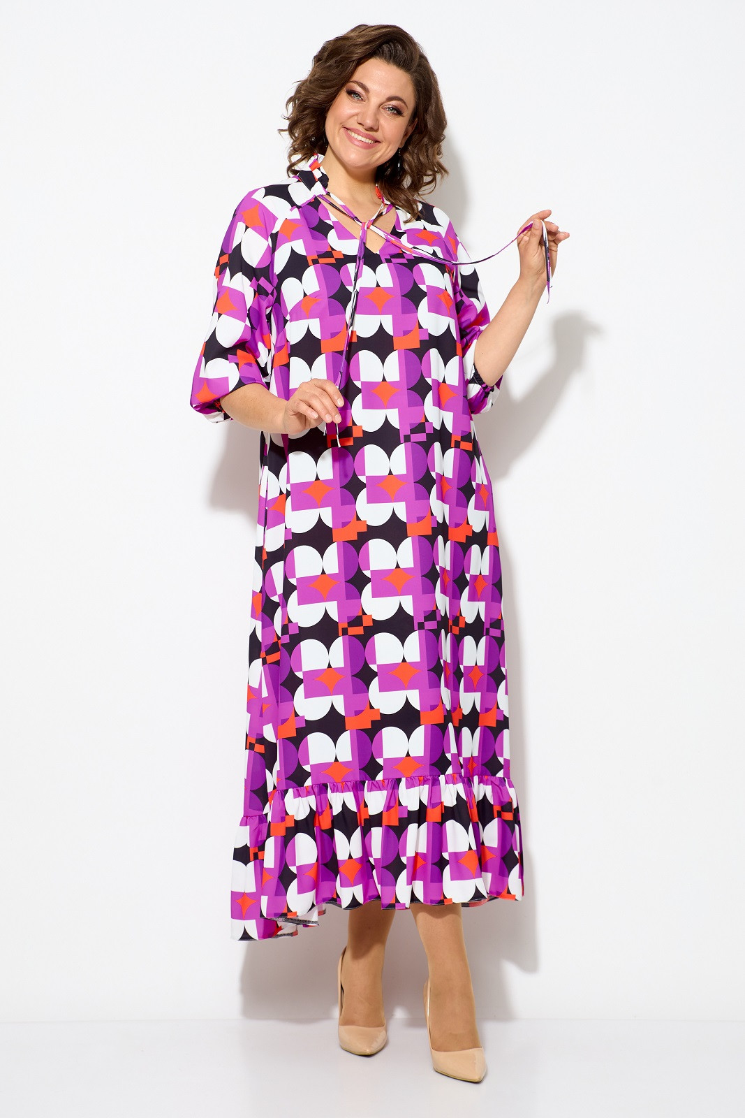 Платье Кокетка и К 1049-1 фиолетовый+белый - фото 6