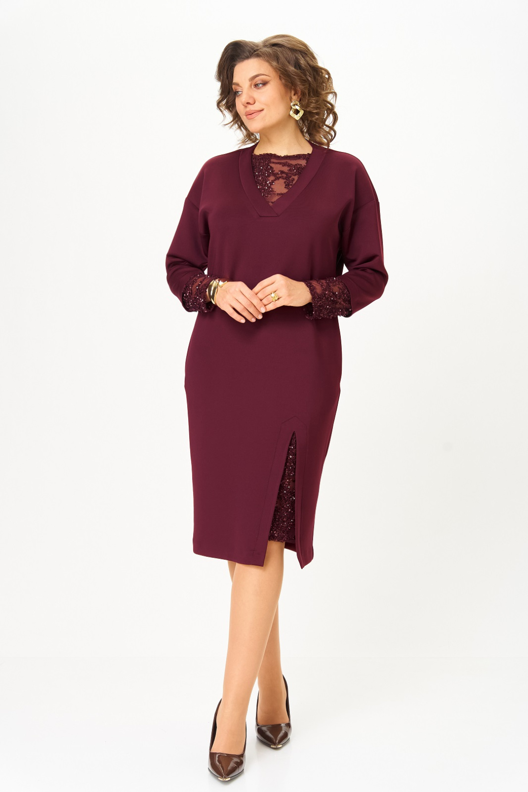 Платье Кокетка и К 1337-1 бордовый - фото 2