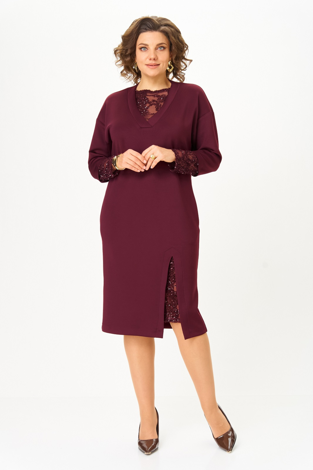 Платье Кокетка и К 1337-1 бордовый - фото 3