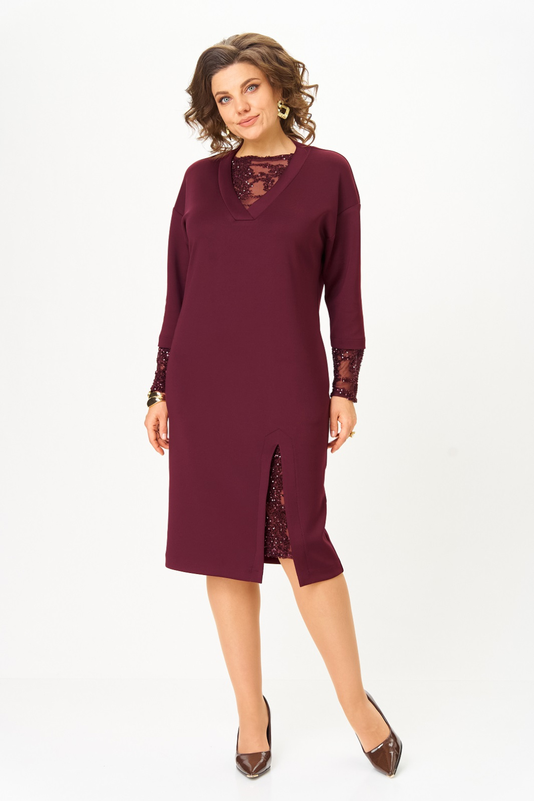 Платье Кокетка и К 1337-1 бордовый - фото 4