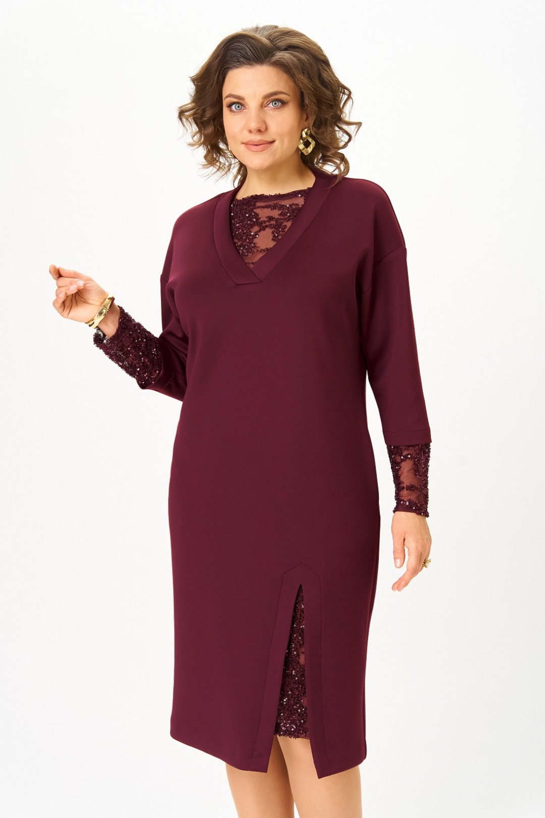 Платье Кокетка и К 1337-1 бордовый - фото 5