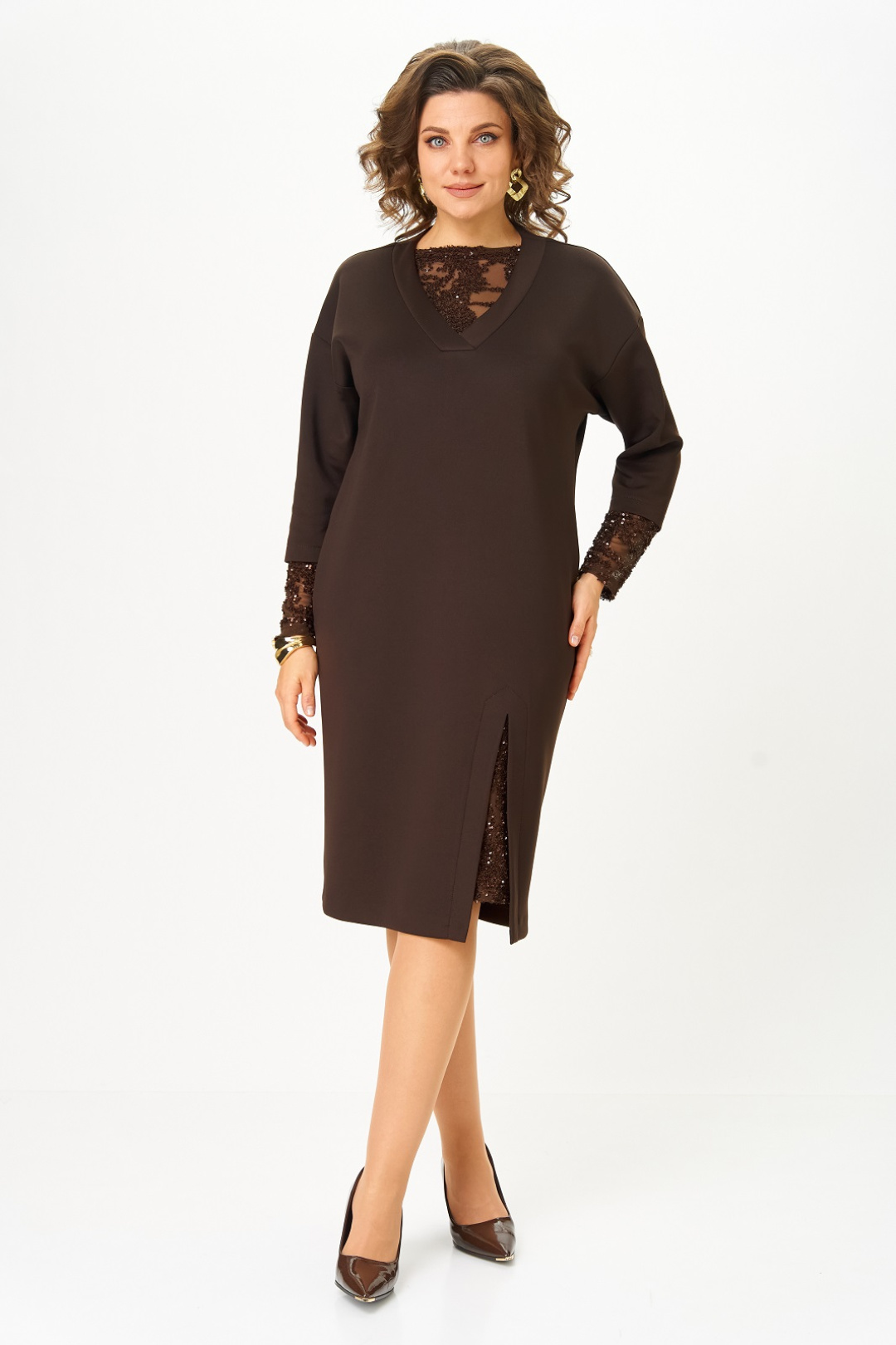 Платье Кокетка и К 1337 коричневый - фото 2