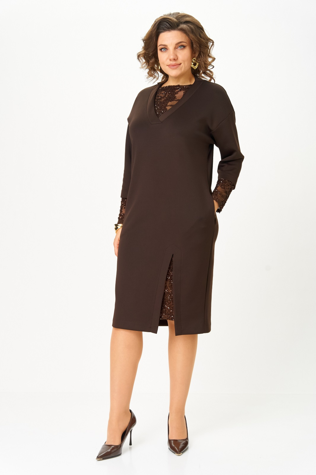 Платье Кокетка и К 1337 коричневый - фото 3