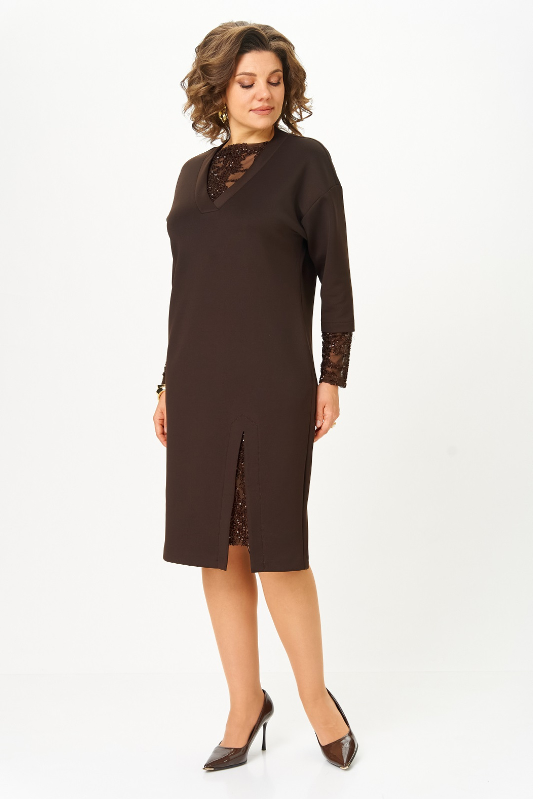 Платье Кокетка и К 1337 коричневый - фото 6