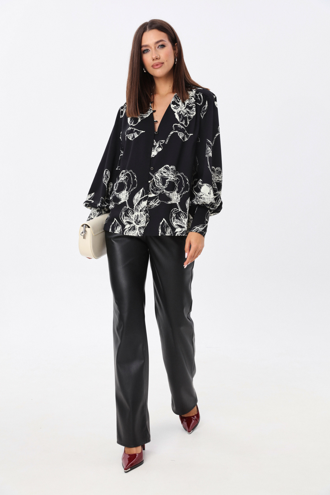 Блузка Лаборатория Моды 1621 цветы на черном - фото 4