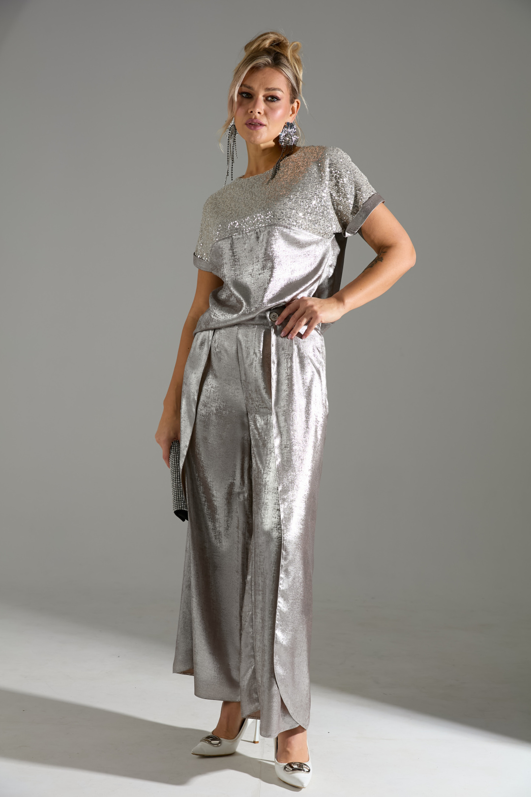 Костюм Лаборатория Моды К 180143 бежевый шиммер - фото 2