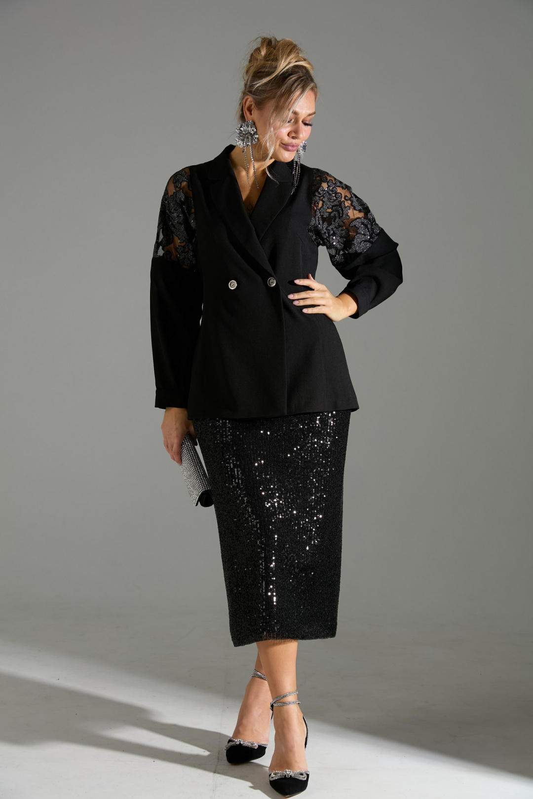 Костюм Лаборатория Моды К 72042 черное кружево - фото 1