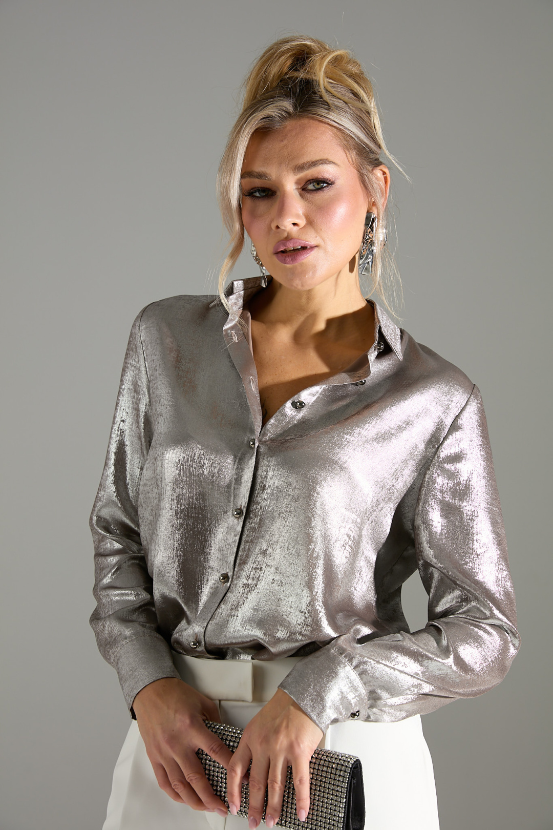 Блузка Лаборатория Моды М 10 бежевый шиммер