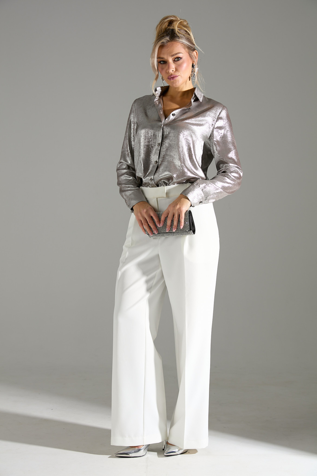 Блузка Лаборатория Моды М 10 бежевый шиммер - фото 5