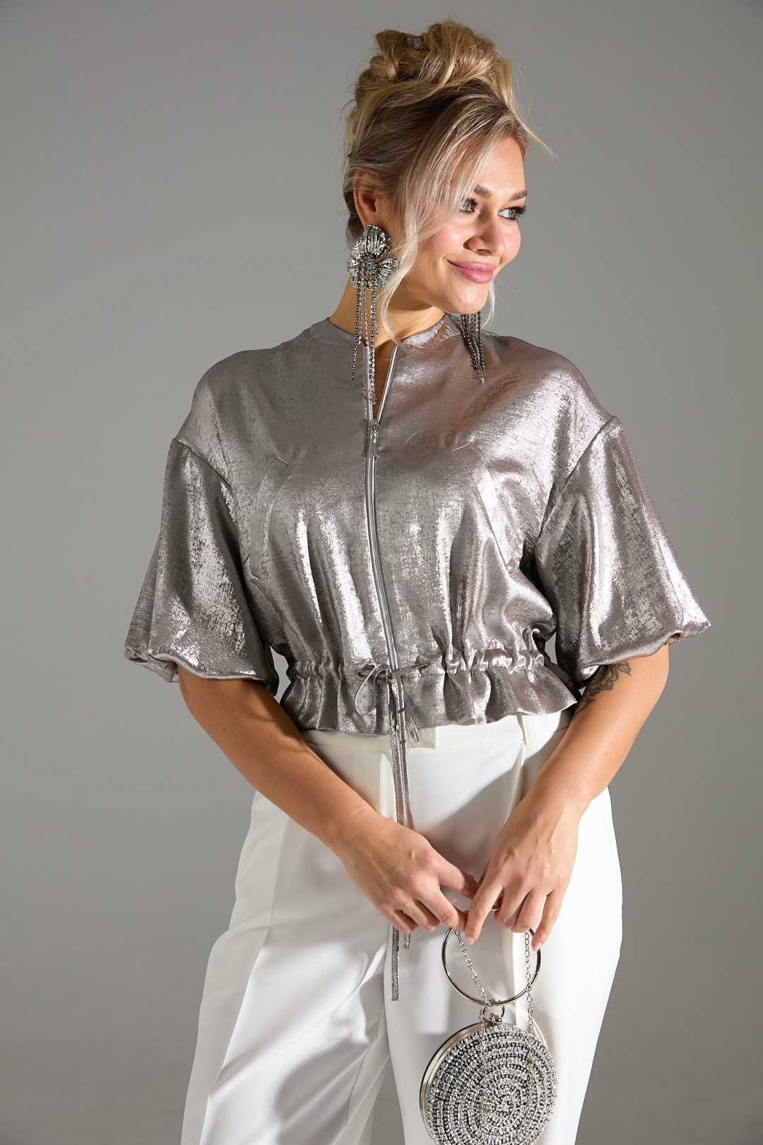 Блузка Лаборатория Моды М 134 бежевый шиммер - фото 3