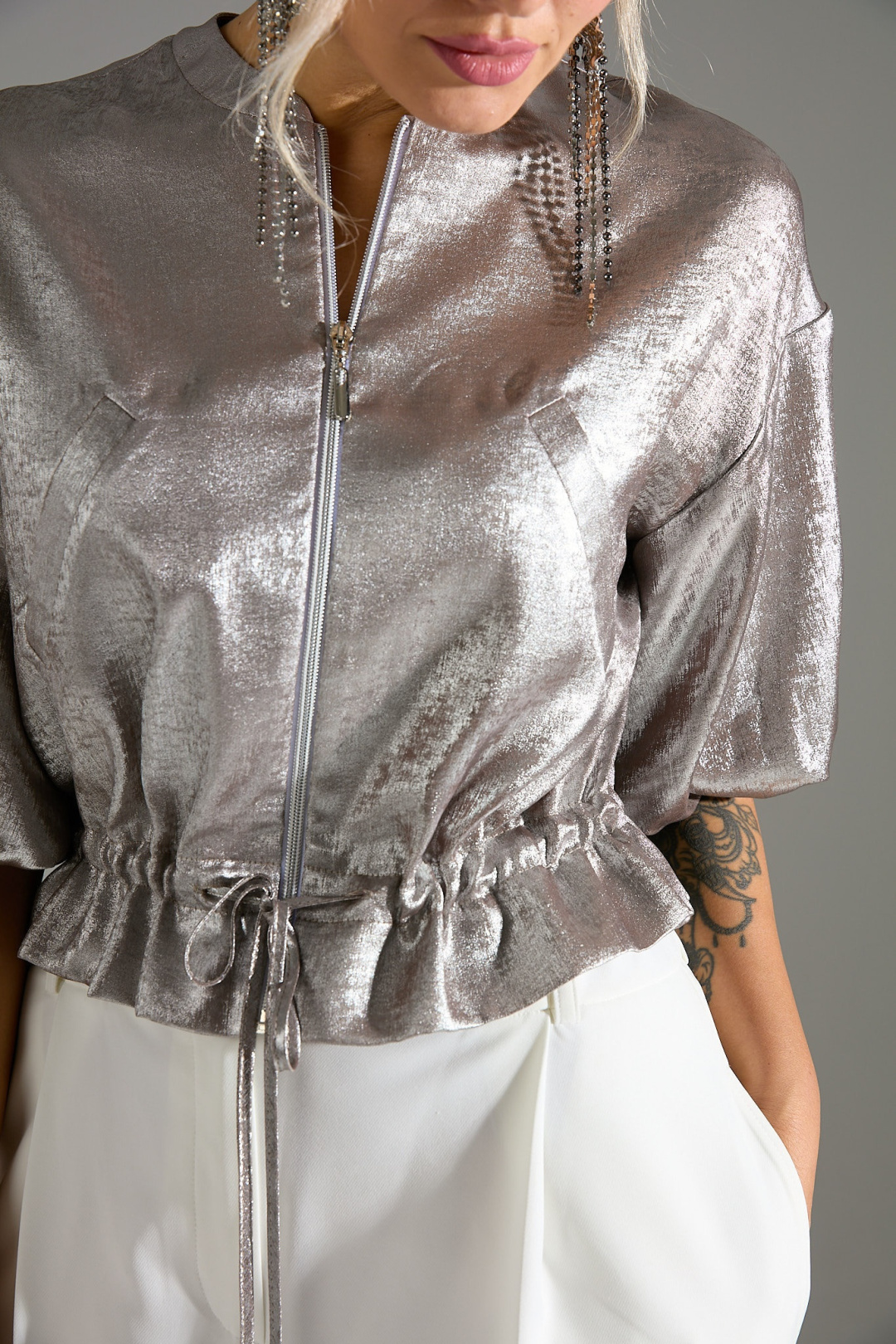 Блузка Лаборатория Моды М 134 бежевый шиммер - фото 4