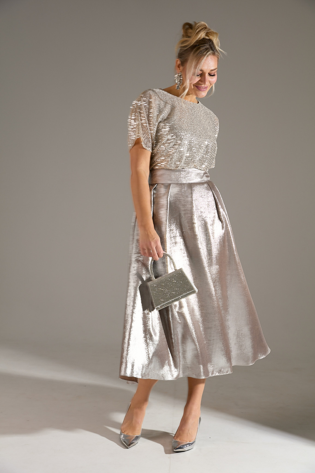 Платье Лаборатория Моды М 76 бежевый шиммер - фото 2