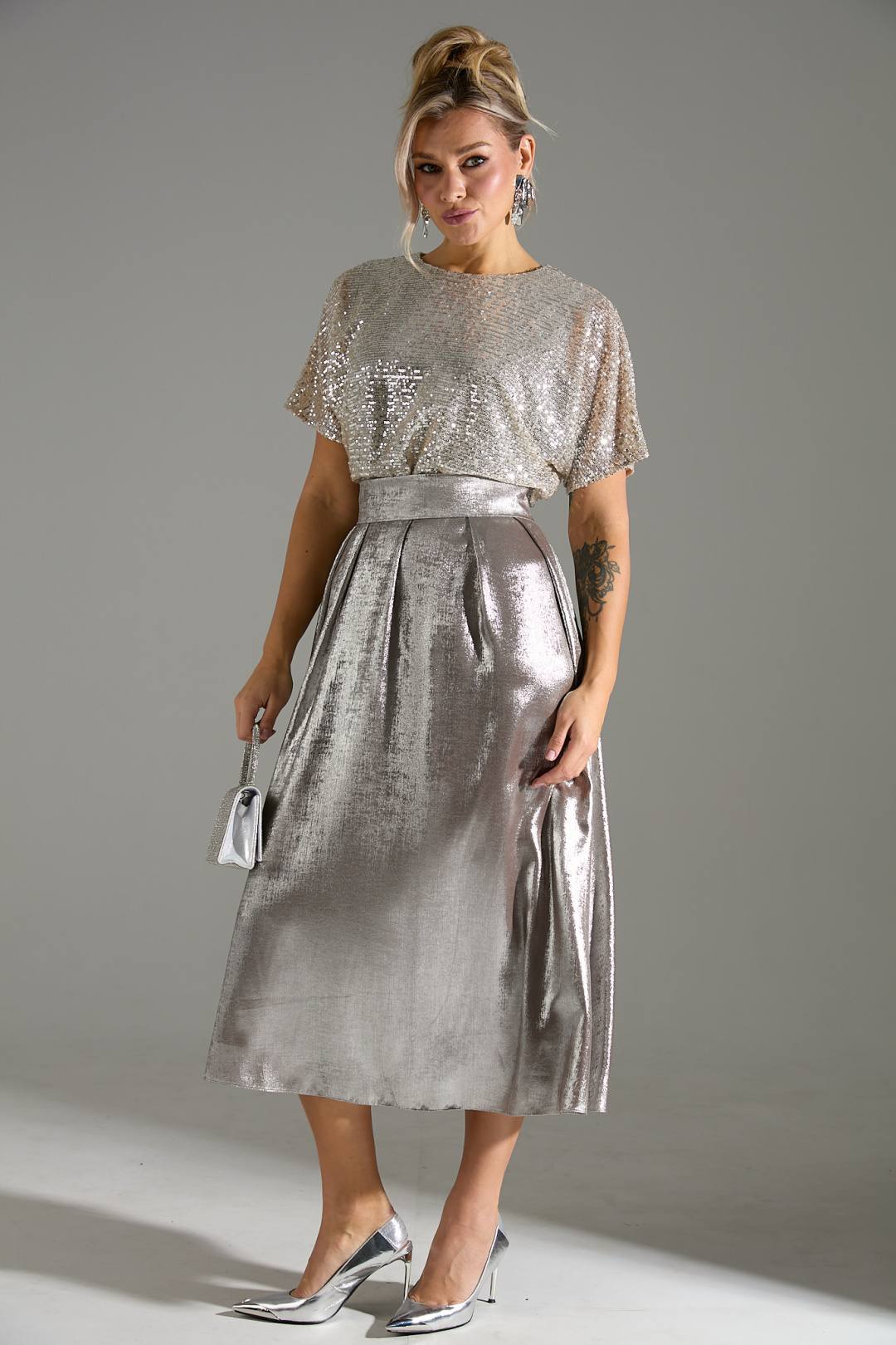 Платье Лаборатория Моды М 76 бежевый шиммер - фото 3