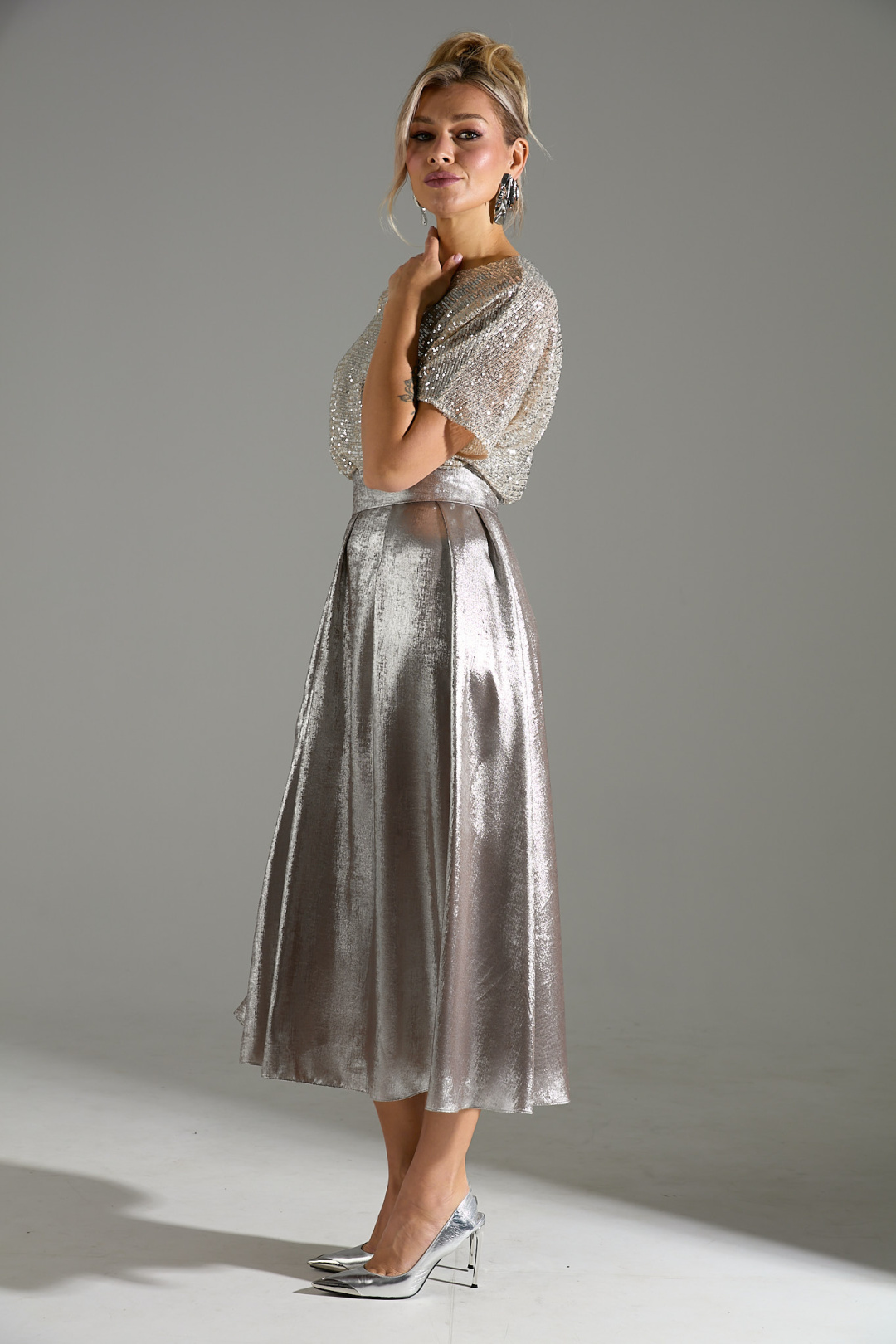 Платье Лаборатория Моды М 76 бежевый шиммер - фото 5