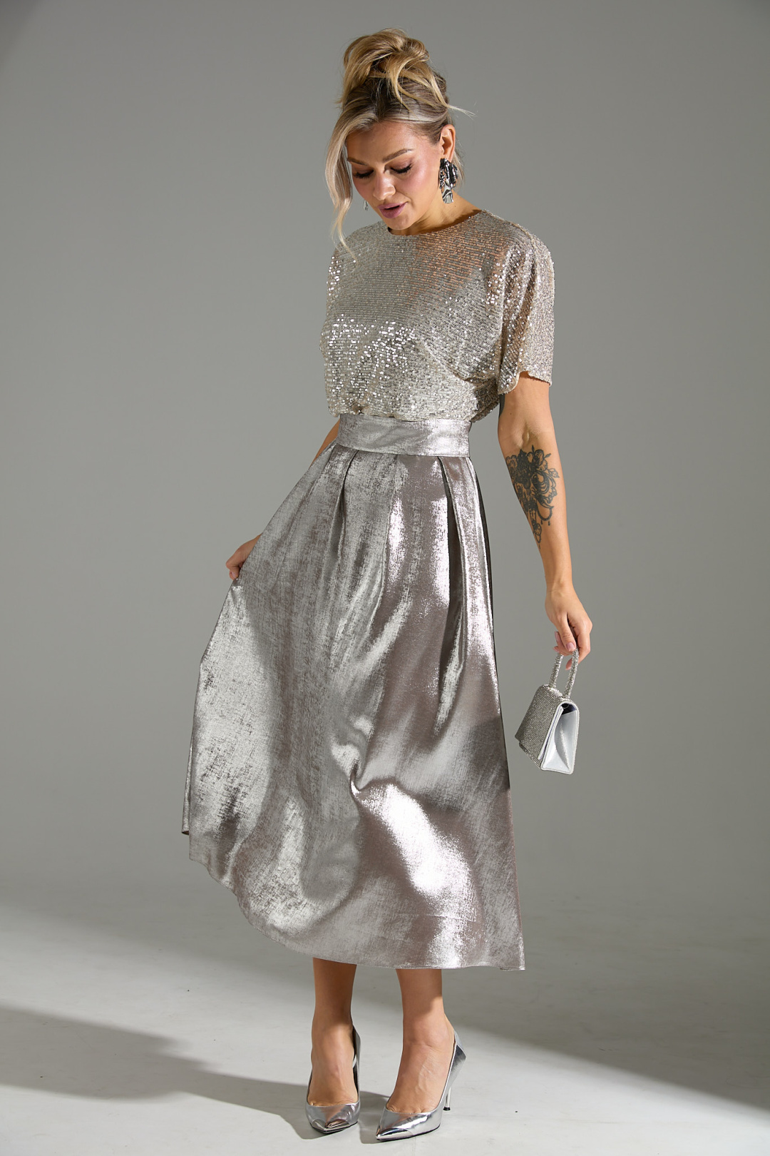 Платье Лаборатория Моды М 76 бежевый шиммер - фото 6